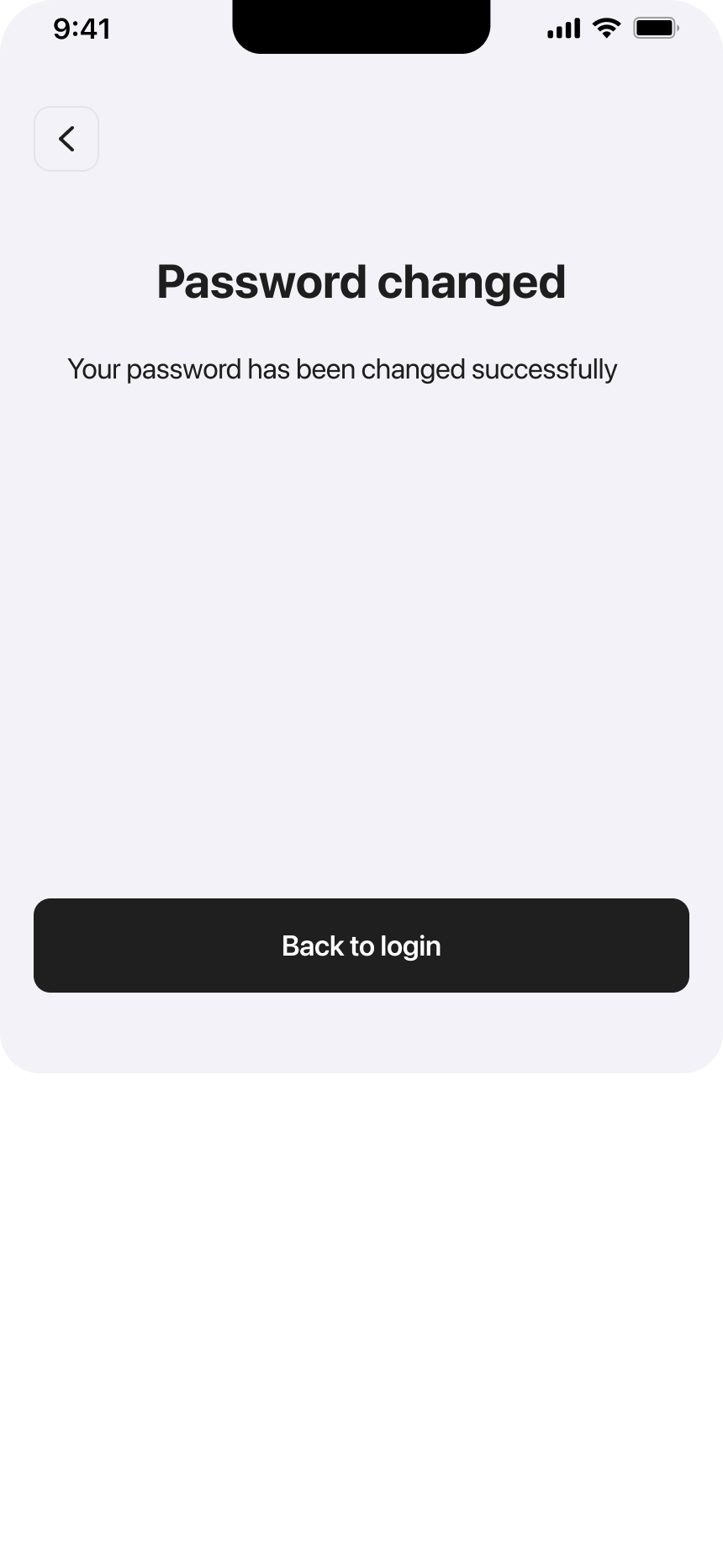 Password Changed Screen